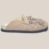 Slipper Malva gamuza arena artesanal, vista lateral, Rose Blanche