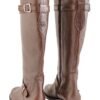 Bota Odette cuero Breach chocolate, vista trasera con cremallera lateral y hebillas – Rose Blanche Patagonia