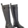 Bota Odette cuero Breach negro con cremallera lateral y hebilla en caña, vista lateral – Rose Blanche