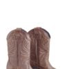 Bota Zinnia texana cuero Breach chocolate con bordado tonal en caña, vista lateral – Rose Blanche Patagonia