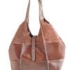 cartera-clarisse-gamuza-pelo-vaca-cuero-chocolate-frontal-rose-blanche.jpg Cartera Clarisse Rose Blanche en gamuza, pelo de vaca y cuero vacuno chocolate, vista frontal con tira central, artesanal Patagonia Argentina