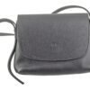 bandolera-ana-cuero-vacuno-negro-frontal-rose-blanche.jpg Bandolera Ana Rose Blanche cuero vacuno negro, vista frontal con logo estampado en relieve, crossbody artesanal Patagonia Argentina