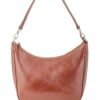 cartera-emma-cuero-vacuno-cognac-frontal-rose-blanche.jpg Cartera Emma Rose Blanche cognac cuero vacuno, vista frontal con correa de hombro, diseño artesanal Patagonia